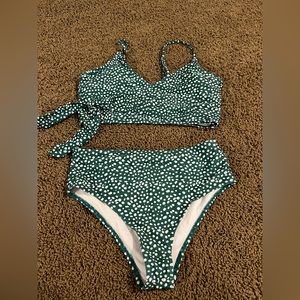 Green polka dot bikini